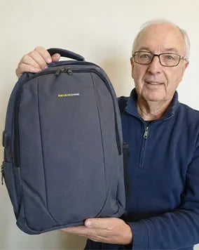 Customer photo with EscapeZone backpack