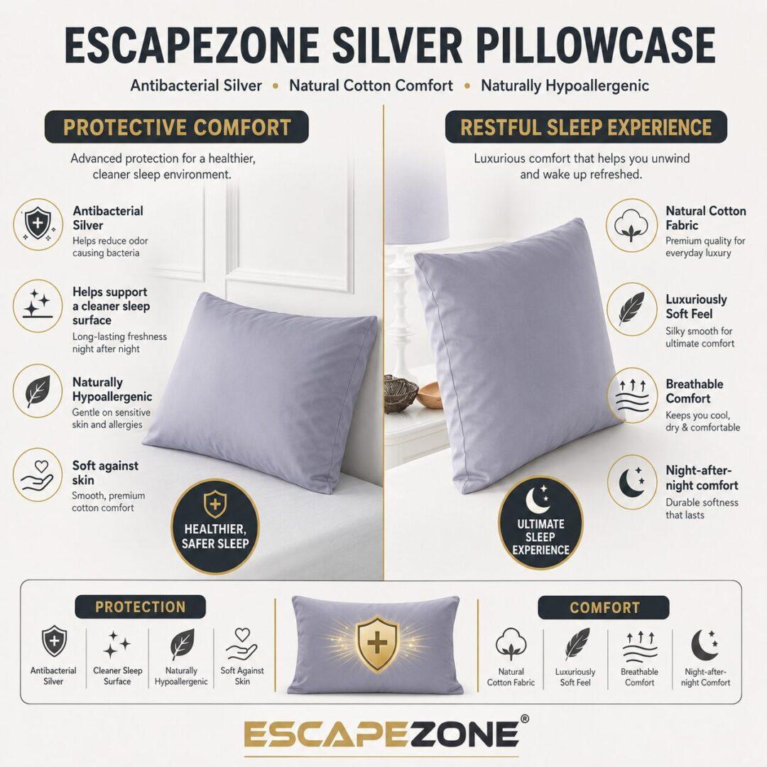 Luxurious Anti-Microbial Silver Lined Pillowcase