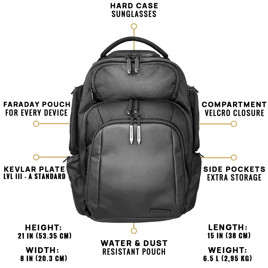 EscapeZone™ Dual Protection - Ballistic Backpack with 4 Faraday Bags
